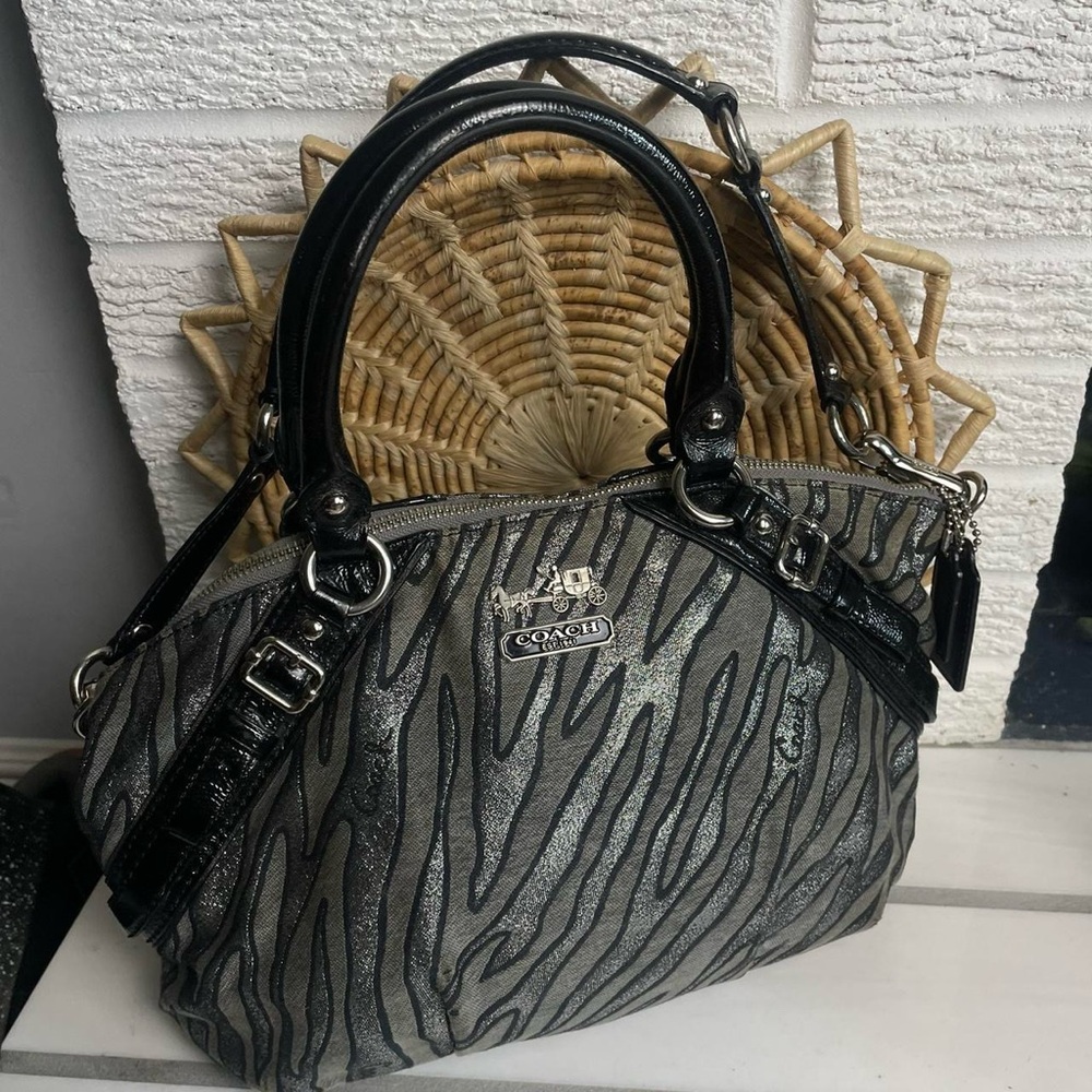 Coach Madison Sophia Lurex Zebra Jacquard Gallery Tote Bag Purse Satchel-15925